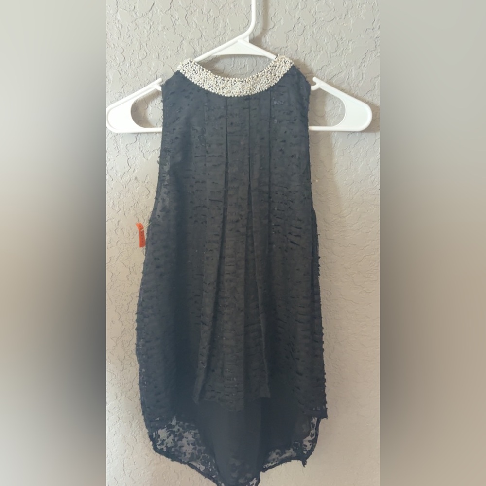 Elegant Black Textured Sleeveless Top Size 0